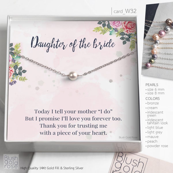 Daughter of the Bride Gift • Pearl Necklace • Lariat Pearl Necklace• Stepdaughter Gift from Groom• Wedding Gift• Rehearsal Dinner,W32