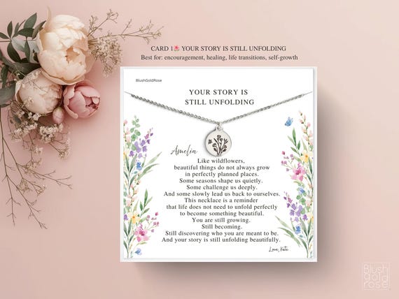 Wildflower Necklace Gift for Encouragement, Meaningful Jewelry for Her, Self Growth Gift, Inspirational Necklace, Healing Gift