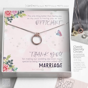 Woman Officiant Gift, Unity Link Necklace, Eternity Circles Necklace • Thank you for marrying us • Wedding Officiant Gift for Friend•W77