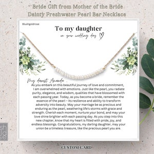 Bride Gift •Freshwater Pearl Bar Necklace •Daughter Wedding Gift •Bride Wedding gift from mom,Bridal Jewelry,from Mother of the Bride, PBW14