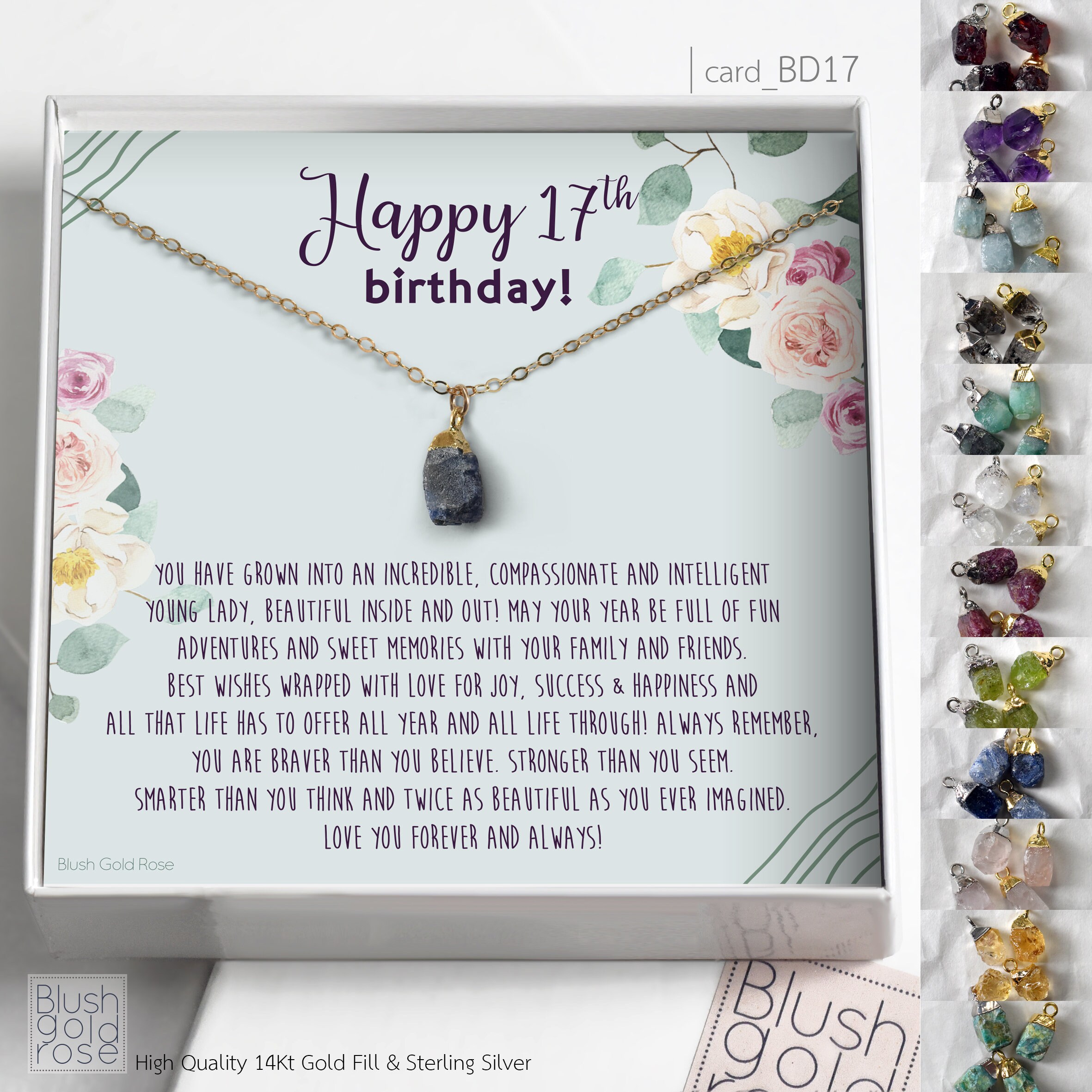 BLEOUK 17th Birthday Necklace With Message Card 17 Year Old Jewelry Gift  For 17th Birthday Girl Neice Sister