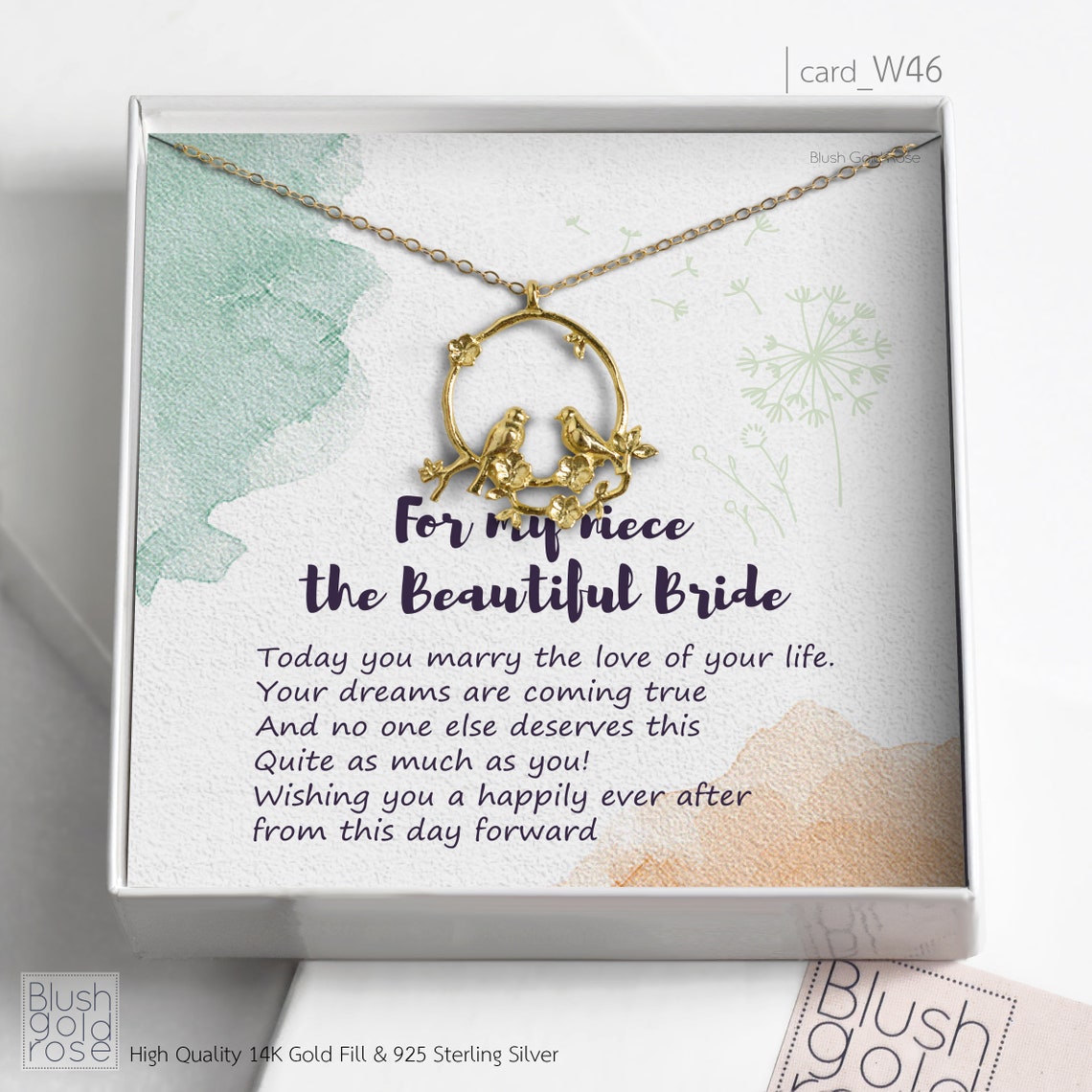 Bride Gift From Aunt Magpie Love Birds Necklace Bride Etsy