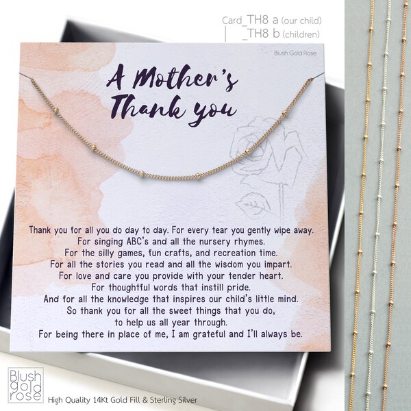 Thank You Gift for Babysitter • Milestones Necklace • Christmas Gift for Babysitter • Nanny Necklace Gift, Babysitter Gift, TH8a,TH8b