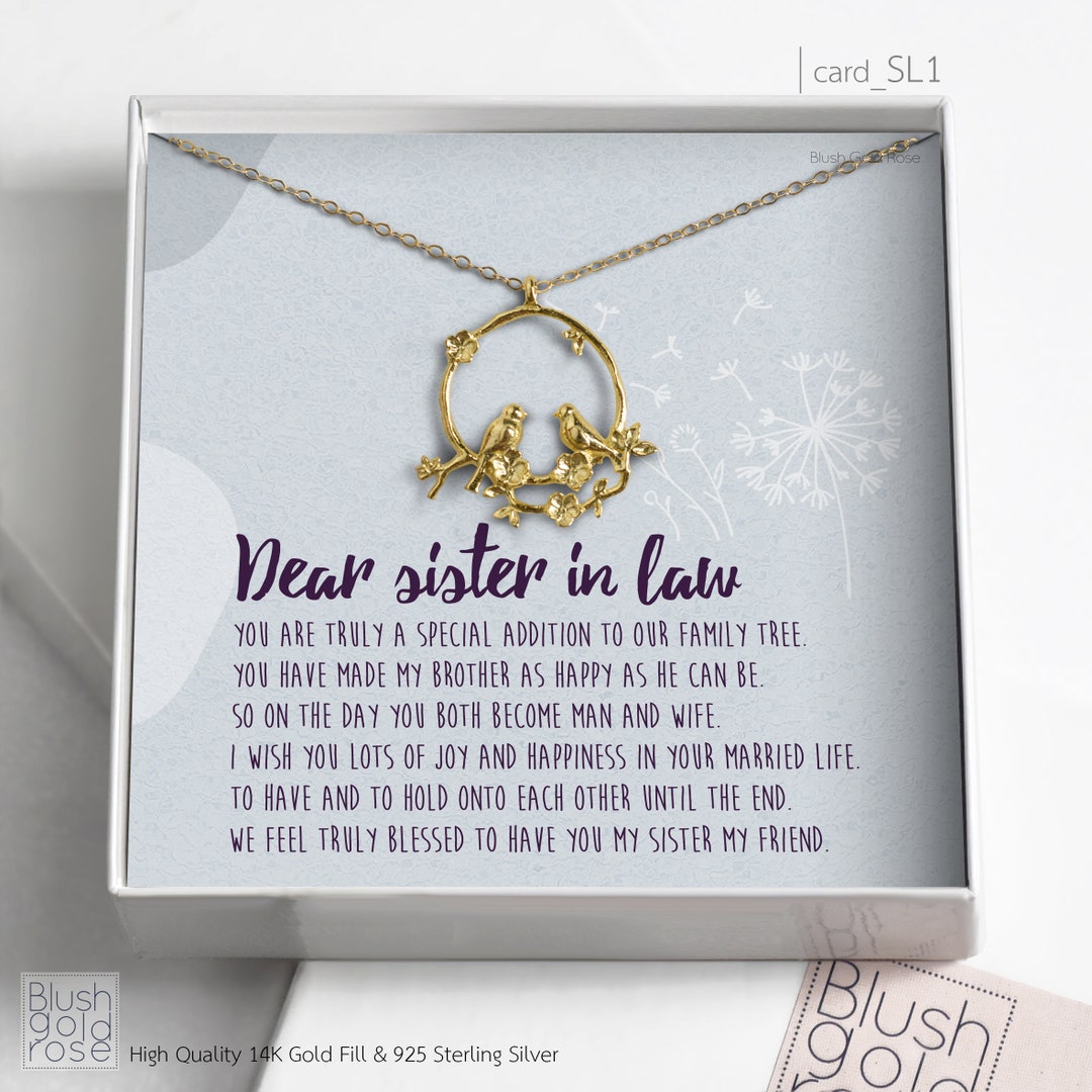 Sister in Law Wedding Gift Magpie Love Birds Necklace Bride Wedding Gift From Sister in Law
