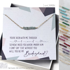 Bridesmaid proposal gift • Custom Birthstone Bar Necklace • Be my Bridesmaid Jewelry Gift • Bridesmaid  Necklace Gift, W40b
