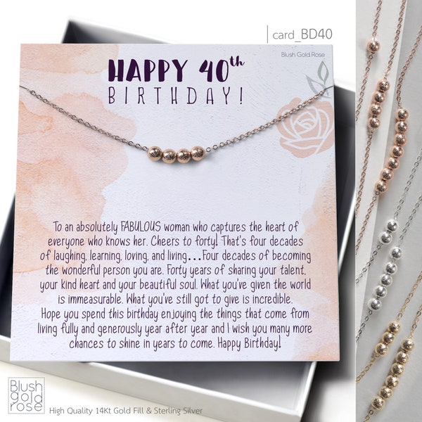 40th birthday gift • Tiny Glitter Bead Necklace • 40th Birthday gift for Mom, Aunt, Sister, Friend, BD40