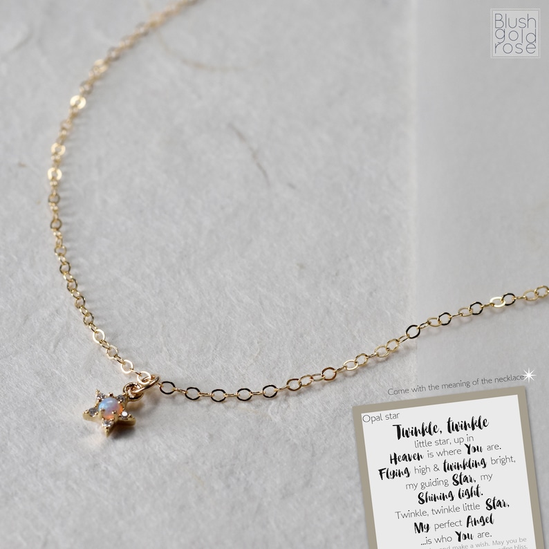 Christmas Gift BF24b Best Friend Gift \u2022 Tiny Opal Star Necklace \u2022 Best Friend Jewelry Gift \u2022 Friend Birthday