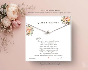 Encouragement Gift for Her, Strength Necklace, Thinking of You Gift, Pearl Necklace Gift