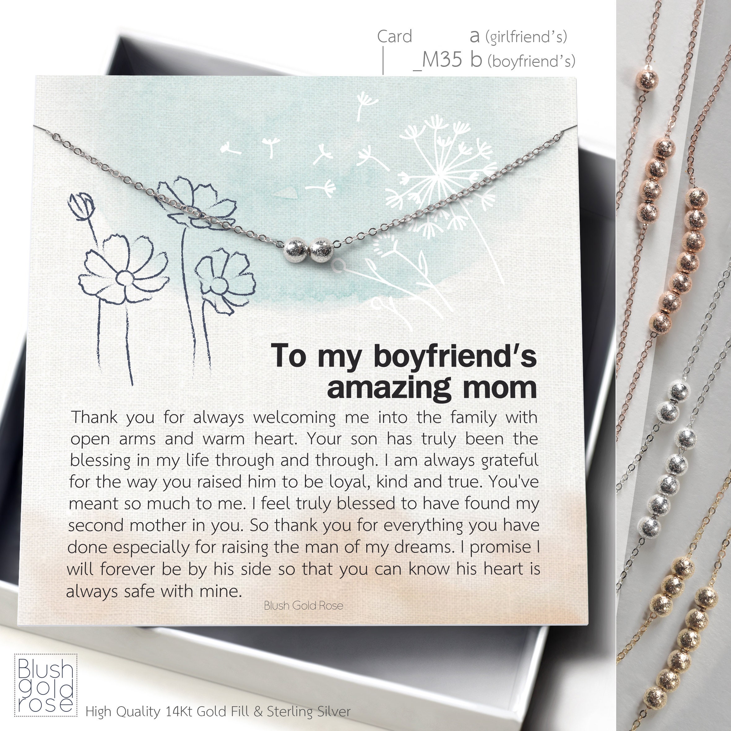 Buy Boyfriend Mom Necklace, Gift for Boyfriend Mother, Birthday Gift, Christmas Gift, Mothers Day Gift for Boyfriends Mom, 14kt Gold Fill Silver