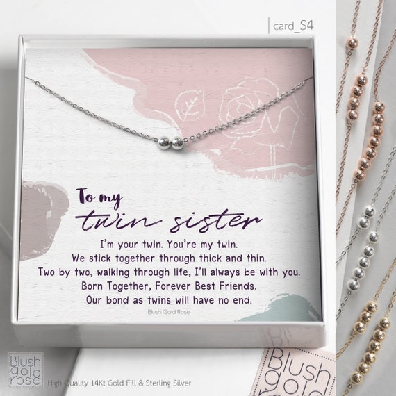 Twin Sister Gift Tiny Glitter Bead Necklace Twin Sister Necklace