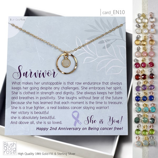 Cancer Free Anniversary Gift• Karma Birthstone Necklace • Cancer Free Gift, Cancer Free Congrats Gift, Cancer Free Anniversary (Custom year)