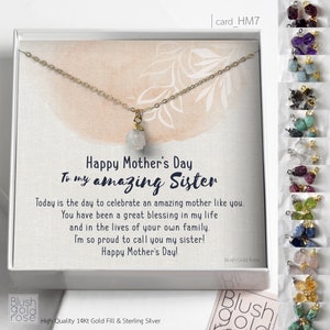 RHEA Raw Birthstone Necklace, Sister Mother's day gift, Gift for Sis on Mother's day • Sister Mother's day Gift idea, Personalized Gift,HM7