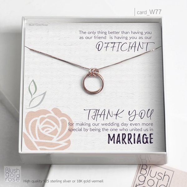 Woman Officiant Gift, Unity Link Necklace, Eternity Circles Necklace • Thank you for marrying us • Wedding Officiant Gift for Friend•W77