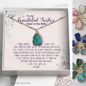 Genuine Natural Gemstones Necklace • Sister of the Bride gift • Necklace Gift for sister from Bride • Sister Gift on your Wedding day, W70b