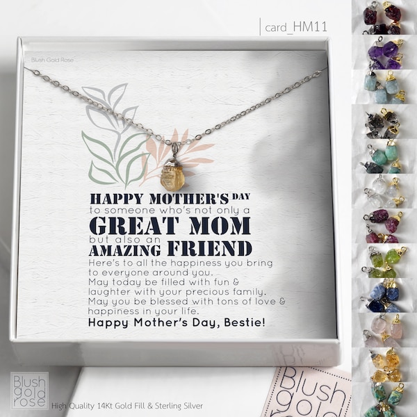 RHEA Natural Raw Birthstone Necklace  • Friend Mother's day gift •Personalized Mother's Day Presents: Make Her Day Memorable , HM11