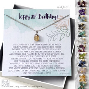 RHEA Natural Raw Birthstone Necklace • Custom Rough Birthstone • 21st birthday, 21st Birthday gift for Niece, Daughter, Granddaughter, BD21