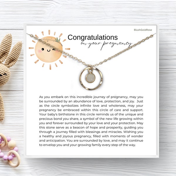 Dainty Karma Birthstone Necklace •Daughter Pregnancy Gift • Meaningful Pregnancy Gift• Mom to be Gift, Gift for Expectant friend, NB57