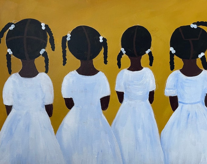 African American Girl Hair Series christening Gullah Art Etsy