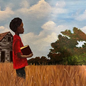 African American Art original acrylic painting “Whom Shall I Fear” Black Boy Joy