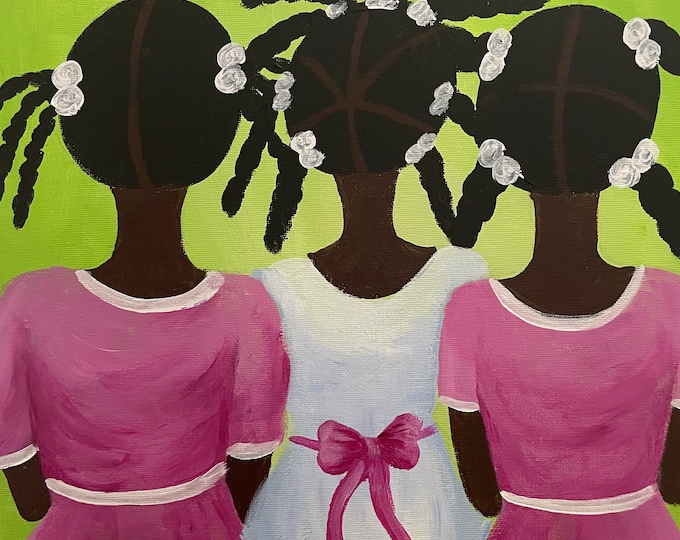 African American Girl Hair Series sherbert Gullah Art, Black Folk Art