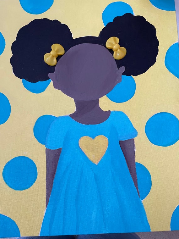 African American Girl Hair Series sunshine Cindy Mixed Media Etsy