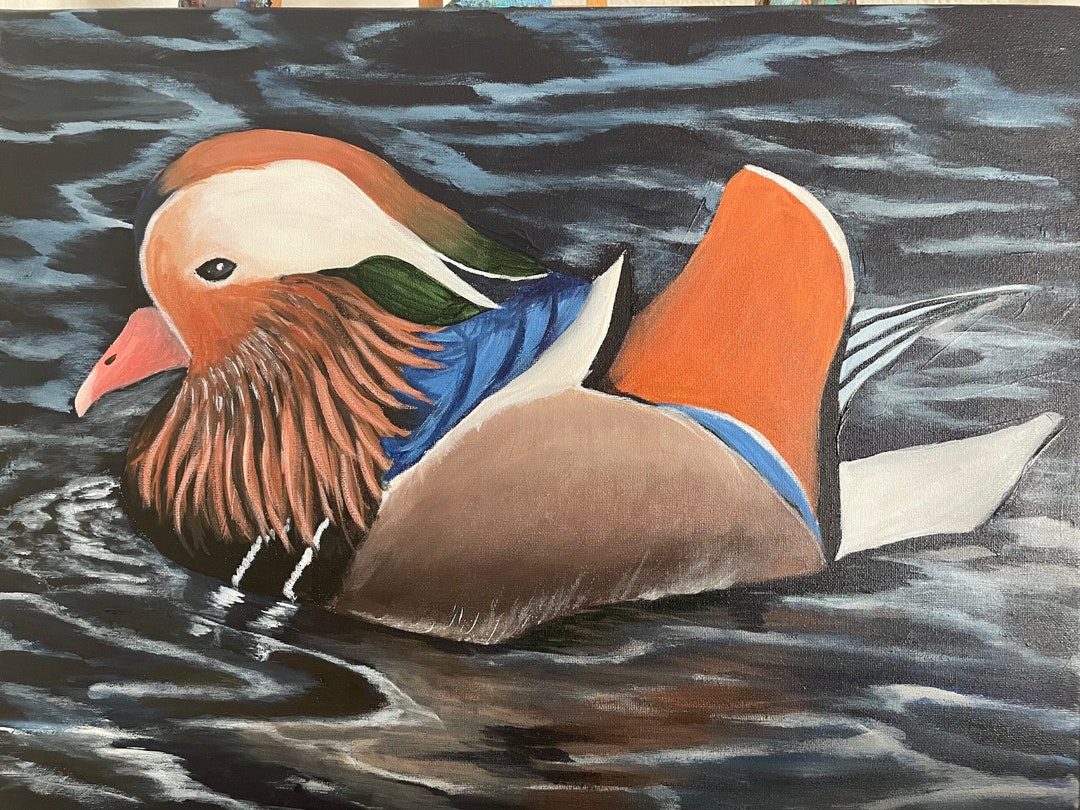 Mandarin Duck Original Acrylic Painting Wildlife Art - Etsy