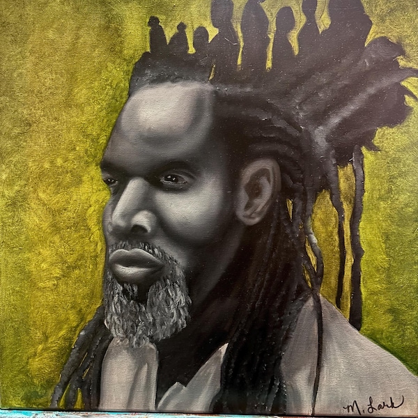 Black Art: Guardian of the Line - African American Man Original Oil Painting