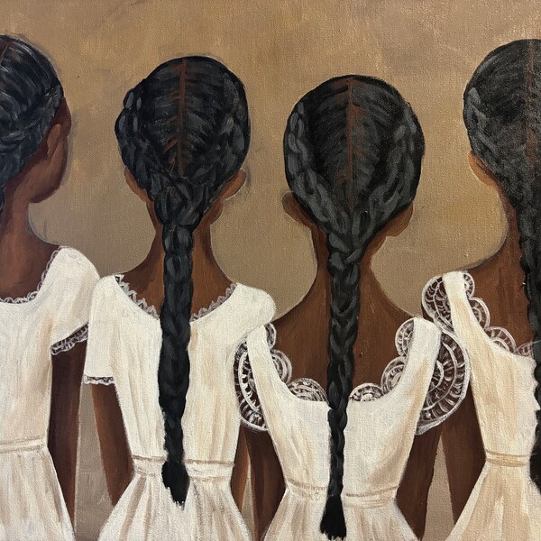 African American girl hair series “Frilly Girls” on 16x20 stretched canvas