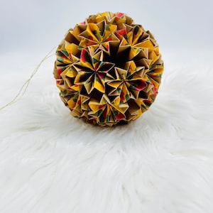Traditional Japanese Kusudama Ball Origami Unique Holiday Christmas Ornament Home Decoration