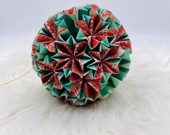 Traditional Japanese Kusudama Ball Origami Unique Holiday Christmas Ornament Home Decoration