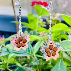 sakura cherry blossom flower earrings