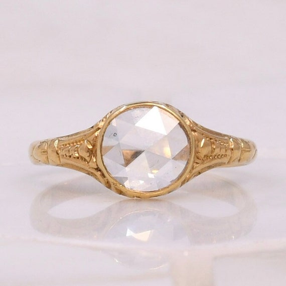 1900's Victorian 18K Gold Rose Cut Diamond Low Pr… - image 2