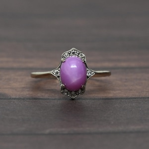 Star Ruby Vintage 14k White Gold Ring