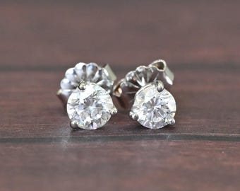 0.67cttw Natural Diamond Round Brilliant 14k White Gold Martini Stud Earrings