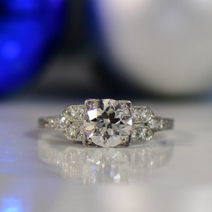 Circa 1920's Platinum 1.52 CTTW Old European Cut Diamond Engagement Ring