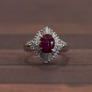 2.08ctw Fine Star Ruby Diamond Ballerina Platinum Cocktail Ring