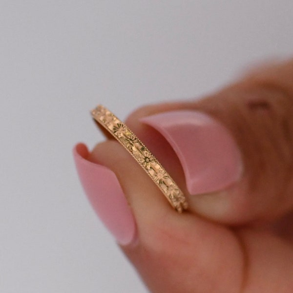 14K Floral Wedding Band R-623CXT-N525