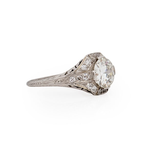 Art Deco Platinum 1.55Ct Diamond Filigree Low Pro… - image 4