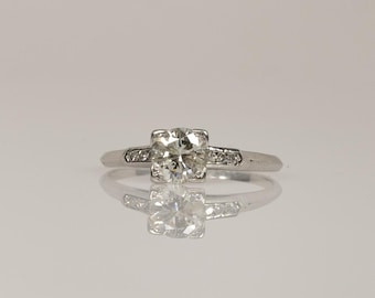 Vintage 1.01ct Old European Cut Diamond Engagement Ring in Platinum