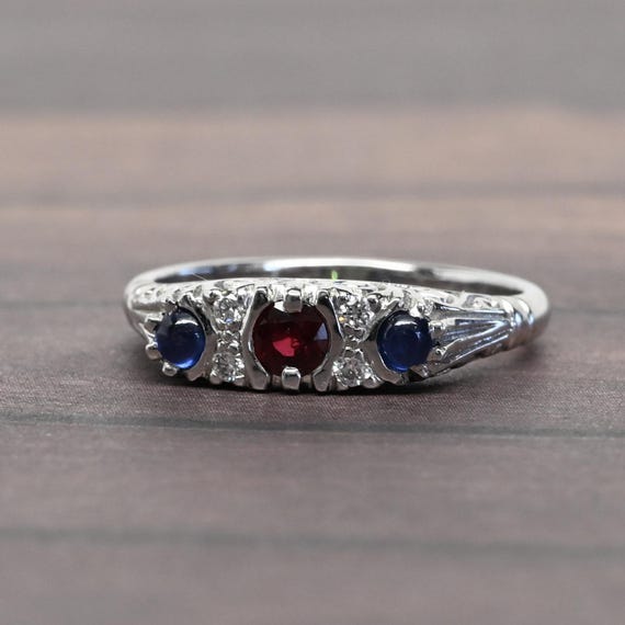 Charles Green & Son Art Deco Ruby and Sapphire Ring