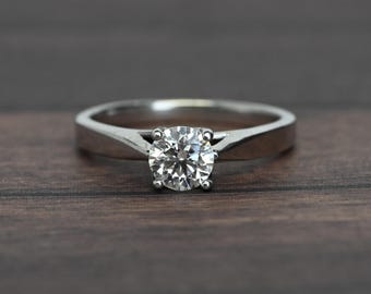 0.76ct Round Brilliant Diamond 14k White Gold Solitaire Engagement Ring
