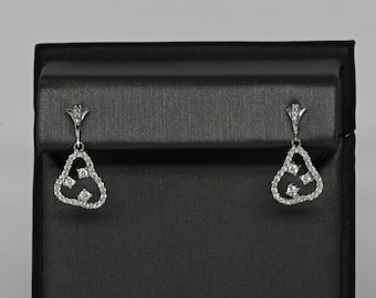 Diamond Dangle 18k White Gold Earrings