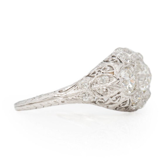 Circa 1920's Art Deco Platinum Filigree Old Europ… - image 5