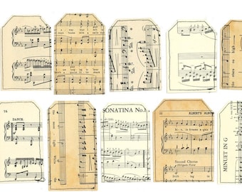 Printable Music Paper Tags - Instant Digital Download