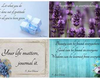 30 Quote cards, Inspiring journal cards with sentiments for junk journals