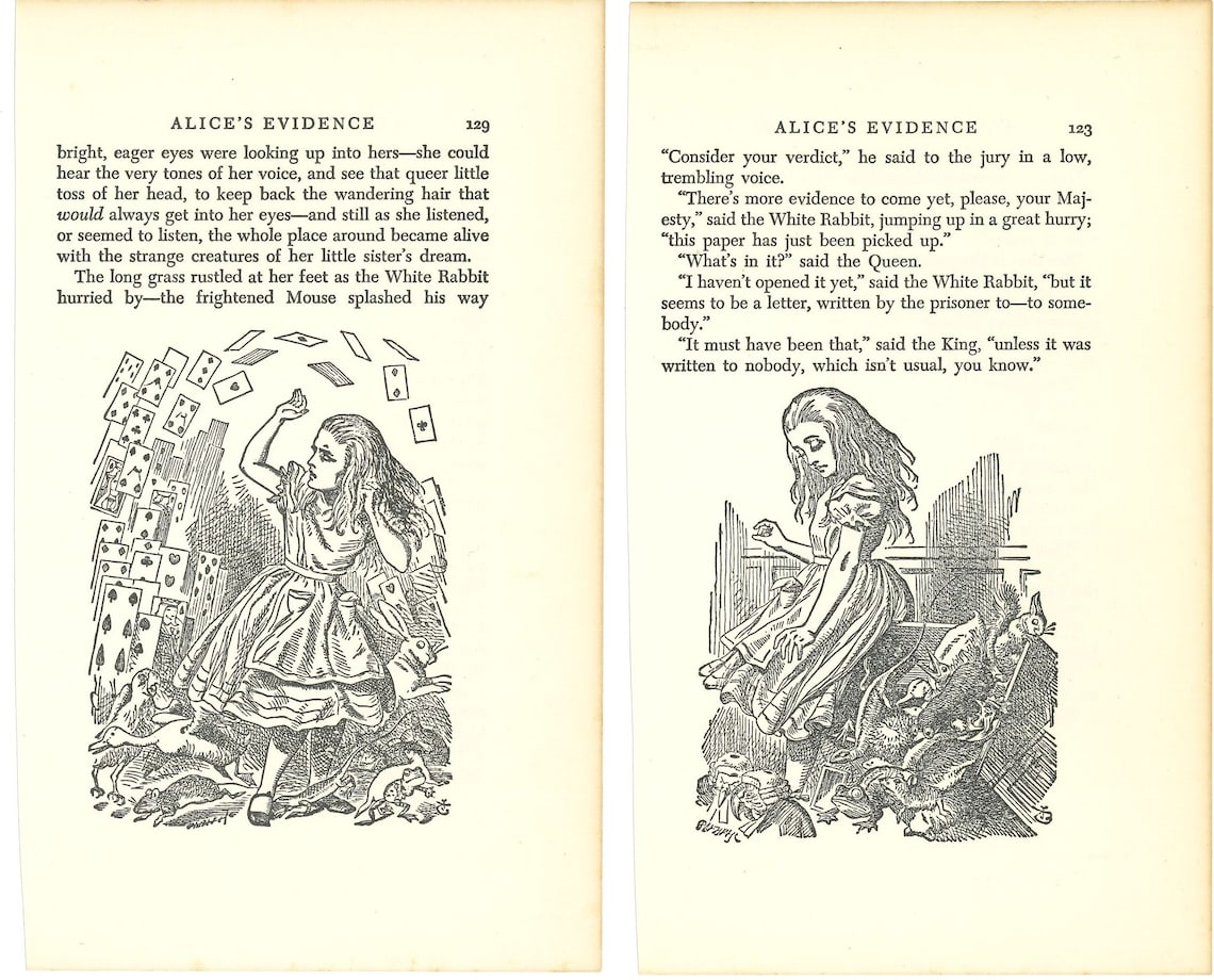 Alice in Wonderland Printable Vintage Book Pages for Junk - Etsy