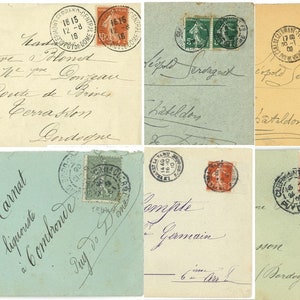 20 Vintage French Envelope printables, junk journal digital kit