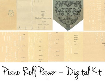 vintage Piano Roll Paper, Kit numérique pour les journaux indésirables