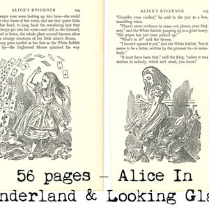 Alice im Wunderland druckbare vintage Buchseiten für Junk Journals, Durchs Glas, Illustrationen