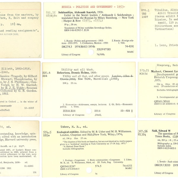 40 vintage library cards, printable for junk journals
